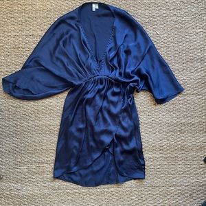 ASOS satin batwing dress (blue, 6)